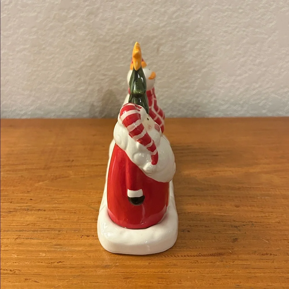 Pier 1 Imports Red and Green Santa Snowman Salt & Pepper Shaker Set